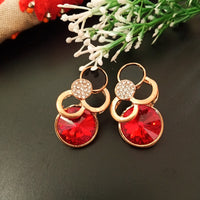 E0505_ Trendy earrings with a touch of big bright red stones(medium size stud)