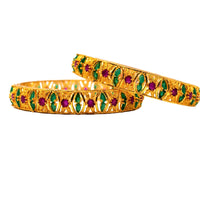 B027_Gorgeous 1 gm Gold plated bangles studded with American Diamond stones.