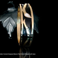 B02_Classy Style golden  & Black Colored Designed Meena Pital Enamel Bangles with base color gold(Free Size)