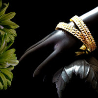 B013_Classy Style Gold Plated Bangles studded  with American Diamond stones.
