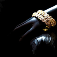 B014_Classy Style Gold Plated Bangles studded  with American Diamond stones.