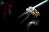 B015_Classy Style Silver plated Bangles studded with American Diamond & pink and green ruby stones.