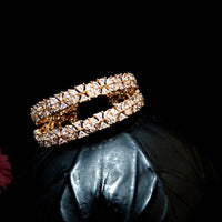 B021_S_Classy Style Rose Gold plated Bangle studded with American Diamond set of 2