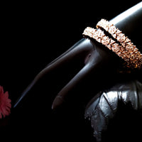 B021_S_Classy Style Rose Gold plated Bangle studded with American Diamond set of 2