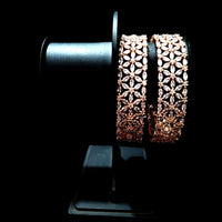 B018_Classy Style Rose Gold American Diamond studded Bangles set of 2