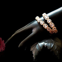 B032_S_Classy Style Rose Gold bangle studded with American Diamond stones.