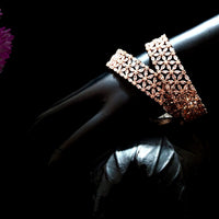 B018_Classy Style Rose Gold American Diamond studded Bangles set of 2