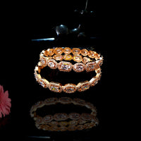 B032_S_Classy Style Rose Gold bangle studded with American Diamond stones.