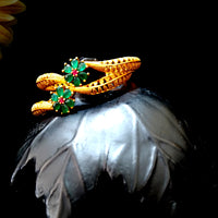 B031_Gorgeous 1 gm Gold plated bangles studded with green ruby stones.