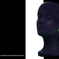 E0102_Classy bright green colored earring with delicate work of stone