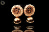 E0114_Classy golden colored earring with delicate work of pearl & peach colored semi precious stones and  Meenakari work.