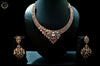 N074_Elegant Rose Gold necklace studded with American Diamond stones.
