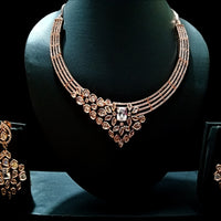 N074_Elegant Rose Gold necklace studded with American Diamond stones.