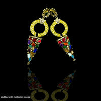 E017_Classy earring with delicate work of ruby & American diamond & kundan stones meant to put your fashion quotient higher