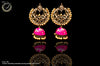 E0849_Classy Pink Colored Jumki Earring with delicate work of pearl and  Meenakari work.