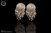 E026_Classy silver oxidized crafted earring with delicate work of silver balls