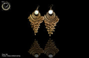 E027_Classy golden colored multi layered earring with delicate work of small golden balls