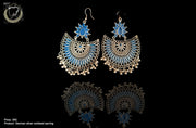 E028_Classy silver & royal blue colored crafted earring with delicate work of small silver balls