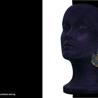 E028_Classy silver & royal blue colored crafted earring with delicate work of small silver balls