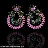 E02_Chandbali design fancy earring with touch of rose colored stones.