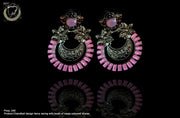 E02_Chandbali design fancy earring with touch of rose colored stones.