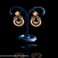 E02_Chandbali design fancy earring with touch of rose colored stones.