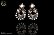 E035_Classy bright black & white colored beautifully crafted earring with delicate work of stone