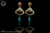 E041_Classy golden colored crafted earring with delicate work of green Minakari