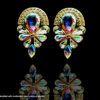 E042_Classy flower designed earring with delicate work of white stone