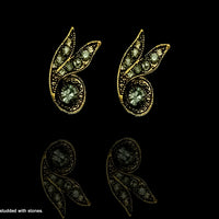E046_Classy golden colored designed earring with delicate work of white stone.