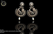 E052_Classy matte black colored beautifully crafted earring with delicate work of stone