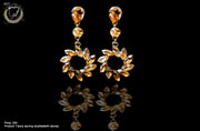 E056_Classy flower designed earring with delicate work of yellow stones