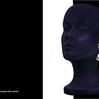 E060_Classy silver oxidized crafted earring with delicate work of Black stone.