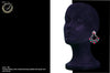 E077_Classy silver oxidized crafted earring with delicate work of pink & green stones