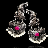 E0320_ Combo German silver Oxidized earrings.