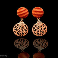 E09_Classic Style Fancy peach colored earring.