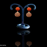 E09_Classic Style Fancy peach colored earring.