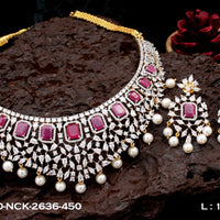 Elegant Necklace studded with American Diamond