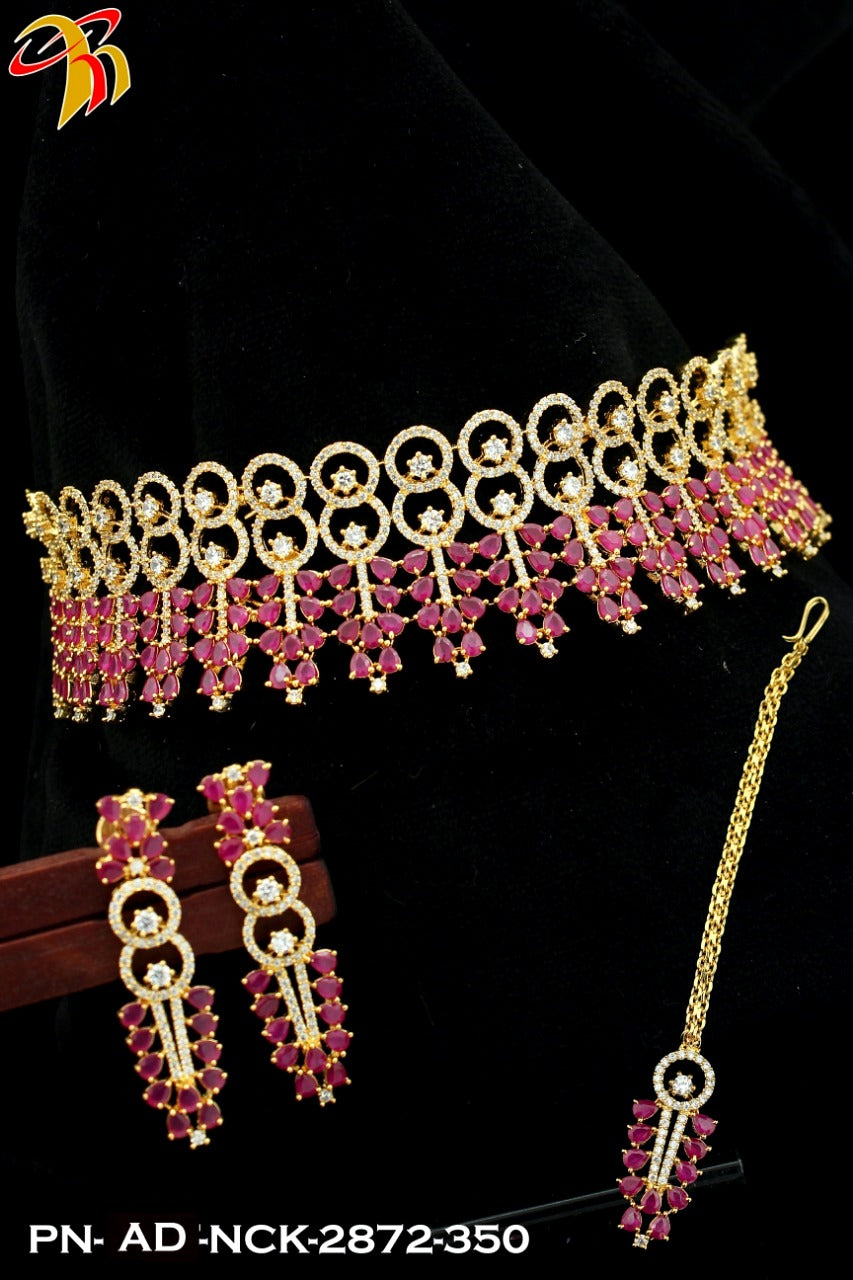 Elegant Necklace studded with American Diamond