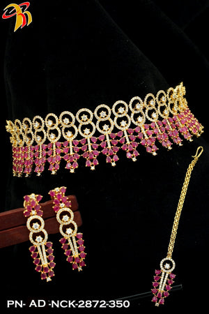 Elegant Necklace studded with American Diamond
