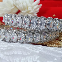 B052_ Classy Silver plated bangles studded with  American Diamond stones.