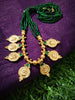 N020_Elegant Micro Gold plated Necklace studded with precious  green ruby stones & green colored crystals