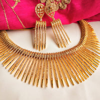 N0399_Classy dazzling golden designer american diamond  necklace set.