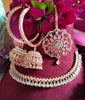 N0424_1_Gorgeous  designer rose gold american diamond embellished necklace set with a touch of  white stones.