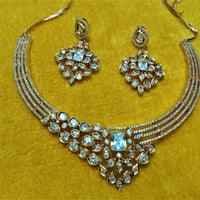 N074_Elegant Rose Gold necklace studded with American Diamond stones.