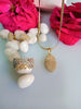N080_Elegant Gold & Silver plated dual tone necklace set with earrings and ring studded with American Diamond stones.