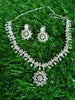 N0101_1 Elegant American Diamond  choker necklace set with floral design.