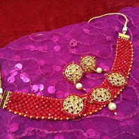 N070_Gorgeous Crystal Choker Necklace with delicate Kundan work embellished with pearls.
