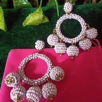 E0543_Lovely Hoop danglers embellished with beads with a touch of bead drops (long hanging)