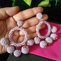 E0543_Lovely Hoop danglers embellished with beads with a touch of bead drops (long hanging)